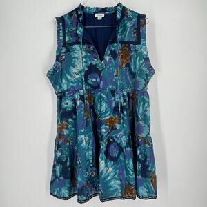 Sundance Baby Doll Dress PXL Blossoms Divine Sea Mist Blue Tiered Sleeveless